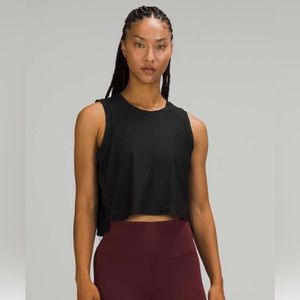 Lululemon Mesh Back Cropped Train Tank Top in Black